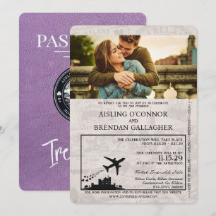 Lavender Lila Ireland Passport Wedding Einladung