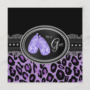 Lavender Lila Leopard Baby Girl Dusche Einladung