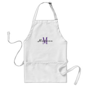 Lavender Lila Modern Script Anfangsname Küche Schürze