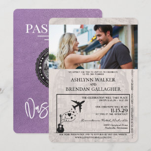Lavender Lila Nashville Passport Wedding Einladung
