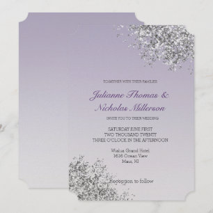 Lavender Lila Ombre Silver Glitzer Sparkle Einladung
