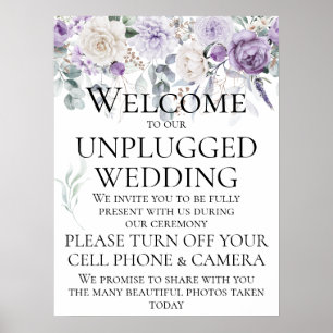 Lavender Lila Peonies White Roses Wedding Poster