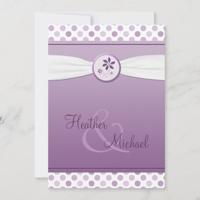 Lavender Lila Polka Dot Wedding Einladung (Vorderseite)