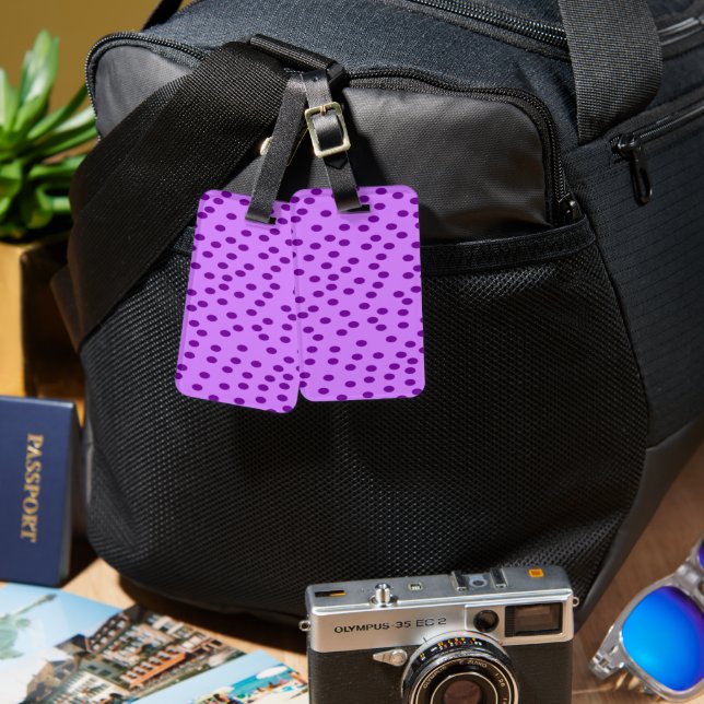 Lavender Lila Polka Dots Gepäckanhänger (Vorderseite & Rückseite)