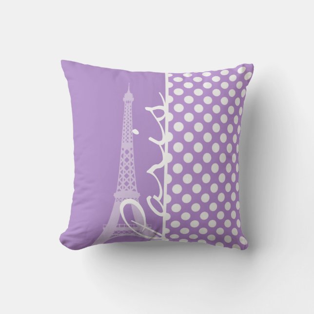 Lavender Lila Polka Dots; Paris Kissen (Vorderseite)