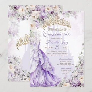 Lavender Lila Prinzessin Fairytale Quinceañera Einladung
