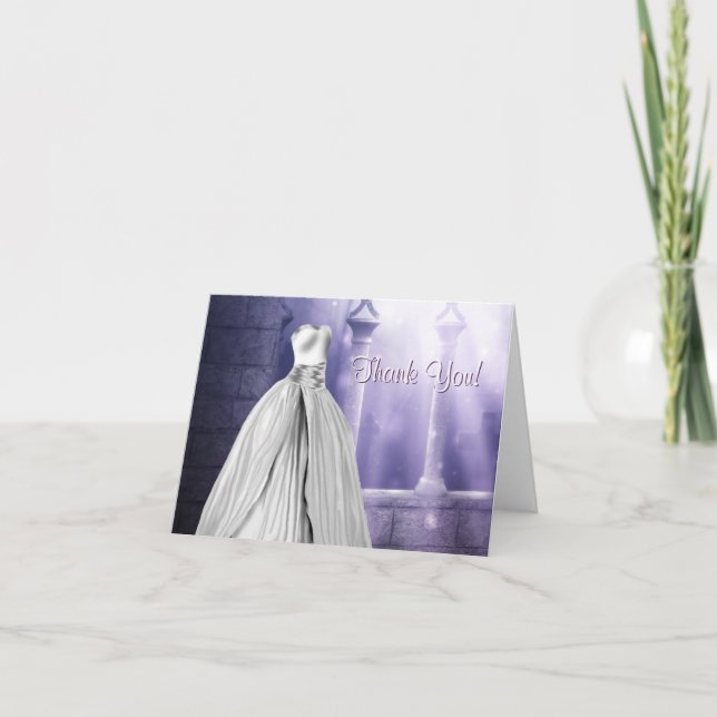 Lavender Lila Quinceanera Danke Karten (Vorderseite)