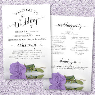 Lavender Lila Rose Chic Budget Hochzeitsprogramm