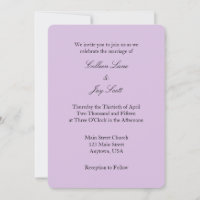 Lavender Lila Schlichte Einladung zur Hochzeit