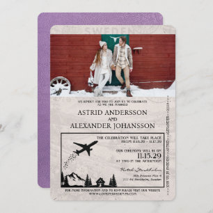 Lavender Lila Schweden Pass Einladung zur Hochzeit