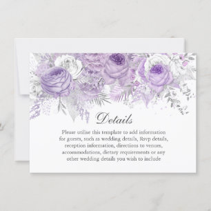 Lavender Lila Silver Blume Hochzeitsdetails Einladung