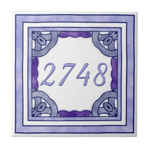 Lavender Lila Small House Number Fliese