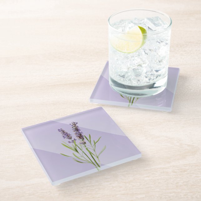 Lavender Lila Soft and Elegante Glasuntersetzer (Schrägansicht)