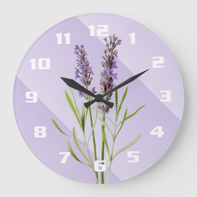Lavender Lila Soft and Elegante Große Wanduhr (Vorderseite)