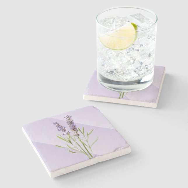 Lavender Lila Soft and Elegante Steinuntersetzer (Seitenansicht)