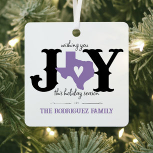 Lavender Lila Texas JOY Foto Holiday Ornament Aus Metall