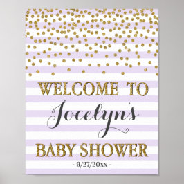Lavender Lila und Gold Girl Baby Dusche Willkommen Poster