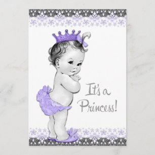 Lavender Lila und Gray Baby Girl Dusche Einladung