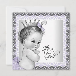 Lavender Lila und Gray Baby Girl Dusche Einladung