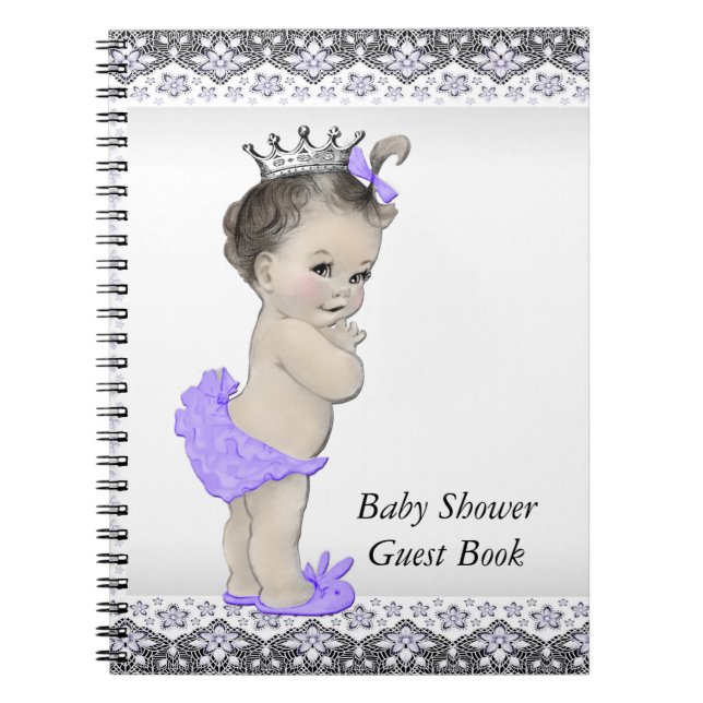 Lavender Lila und Gray Baby Shower Gästebuch Notizblock (Vorderseite)