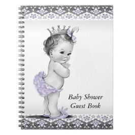 Lavender Lila und Gray Baby Shower Gästebuch Notizblock