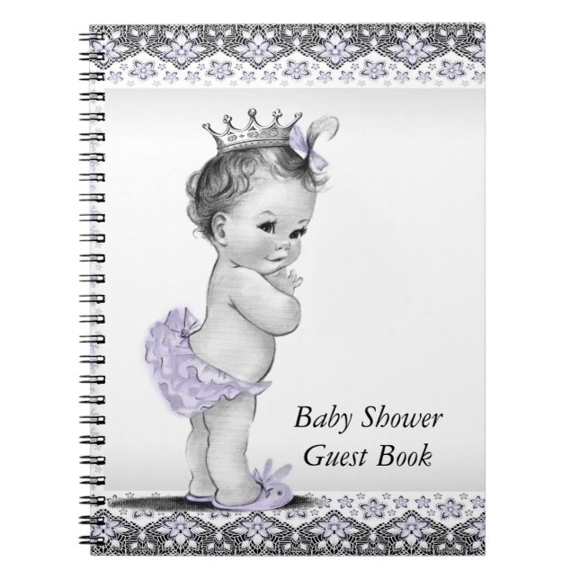 Lavender Lila und Gray Baby Shower Gästebuch Notizblock (Vorderseite)