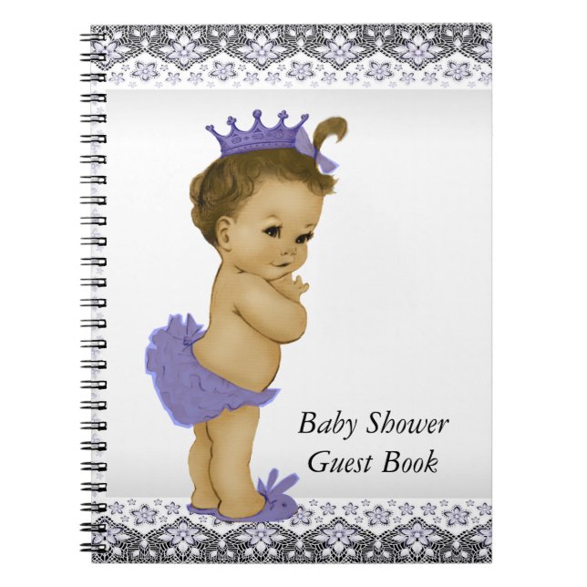 Lavender Lila und Gray Baby Shower Gästebuch Notizblock (Vorderseite)