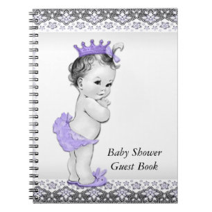 Lavender Lila und Gray Baby Shower Gästebuch Notizblock