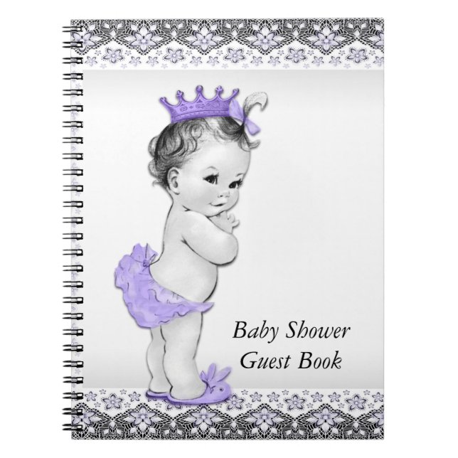 Lavender Lila und Gray Baby Shower Gästebuch Notizblock (Vorderseite)