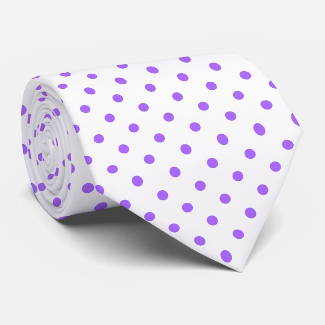 Lavender Lila und White Polka Dot Necktie Krawatte (Gerollt)