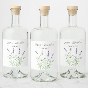 Lavender Lila Wasserfarben Blume Blumenzehen Alkoholflaschenetikett