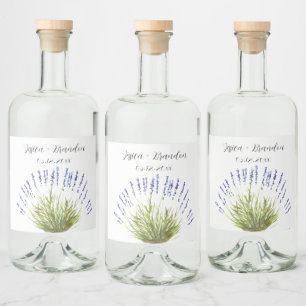 Lavender Lila Wasserfarben Blume Blumenzehen Alkoholflaschenetikett