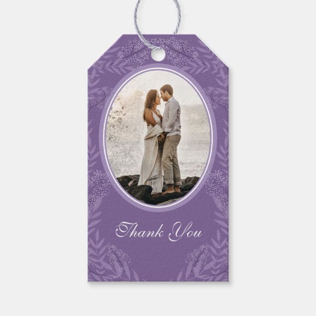 Lavender Lila Wedding Botanical Geschenkanhänger (Vorderseite)