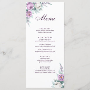 Lavender Lila Wedding Menu Card Menükarte
