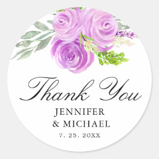 Lavender Lila Wedding Vielen Dank Runder Aufkleber
