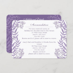 Lavender Lila Wedding Vintag Botanical Begleitkarte
