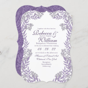 Lavender Lila Wedding Vintag Botanical Einladung