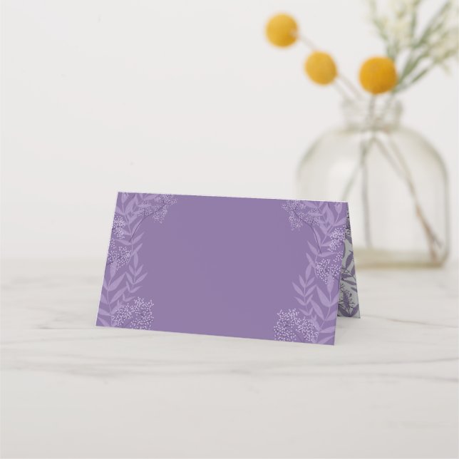 Lavender Lila Wedding Vintag Botanical Platzkarte (Vorderseite)