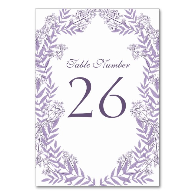 Lavender Lila Wedding Vintag Botanical Tischnummer (Rückseite)