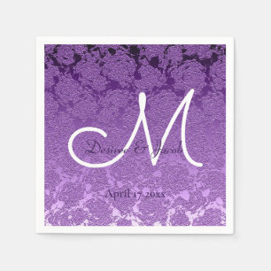 Lavender Lila White Elegant Wedding Monogram Serviette