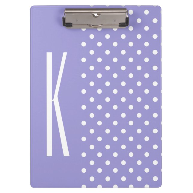 Lavender Lila & White Polka Dots Klemmbrett (Vorderseite)
