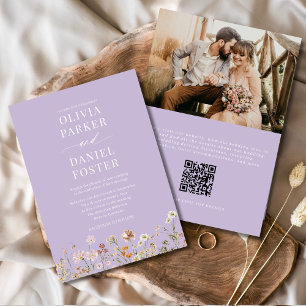 Lavender Lila Wildblume QR Code Foto Hochzeit Einladung