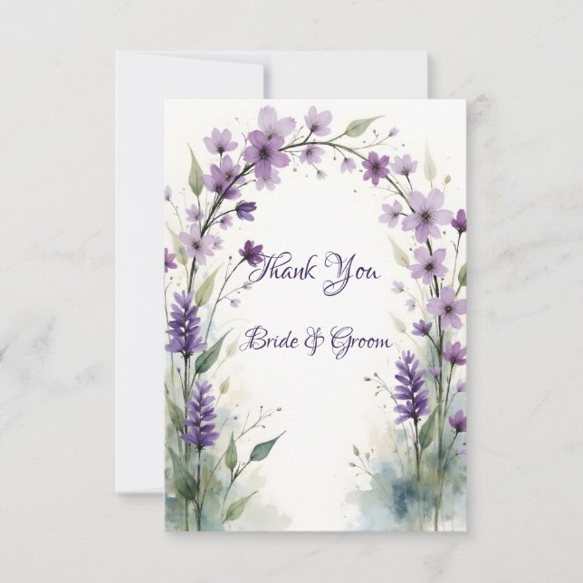 Lavender & Lilac Floral Arch Photo Thank you Card Dankeskarte (Vorderseite)
