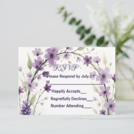 Lavender Lilac Floral Arch RSVP Card Karte