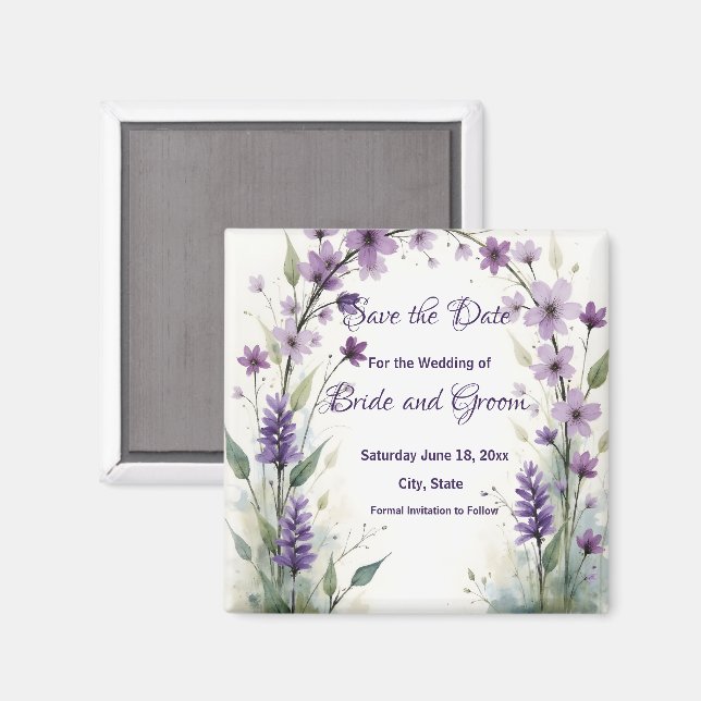 Lavender & Lilac Floral Arch Save the Date Magnet (Vorderseite/Rückseite)