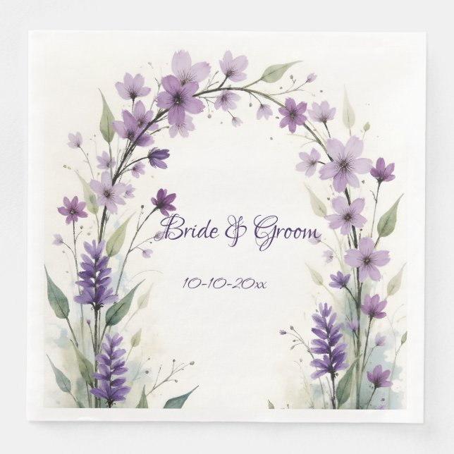 Lavender & Lilac Floral Arch Wedding Serviette (Vorderseite)