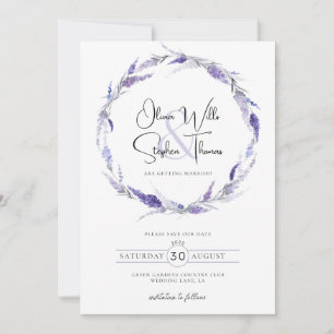 Lavender Lilac Floral Botanical Boho Save the Date Einladung