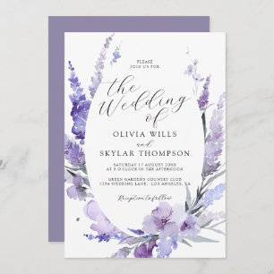 Lavender Lilac Floral Botanische Lila Hochzeit Einladung