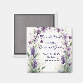 Lavender Lilac Floral Save the Date Magnet