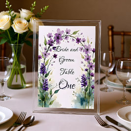 Lavender Lilac Floral Table Number Sign Tischnummer